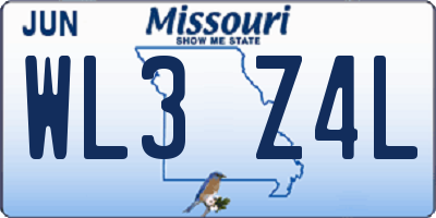 MO license plate WL3Z4L