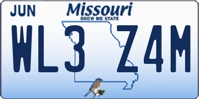 MO license plate WL3Z4M