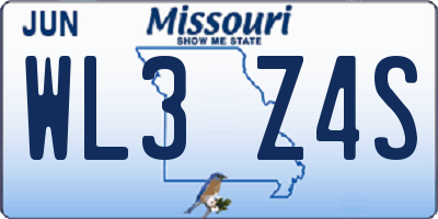 MO license plate WL3Z4S