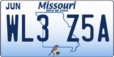 MO license plate WL3Z5A