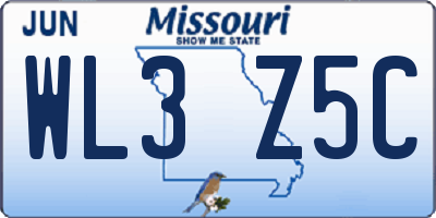 MO license plate WL3Z5C