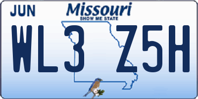 MO license plate WL3Z5H