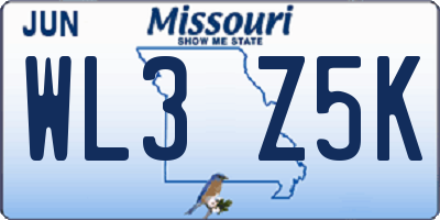 MO license plate WL3Z5K