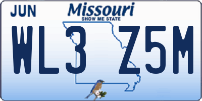MO license plate WL3Z5M