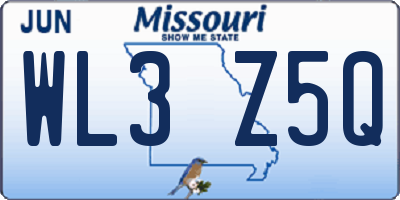 MO license plate WL3Z5Q