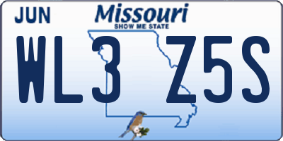 MO license plate WL3Z5S