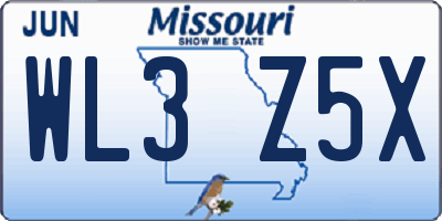 MO license plate WL3Z5X
