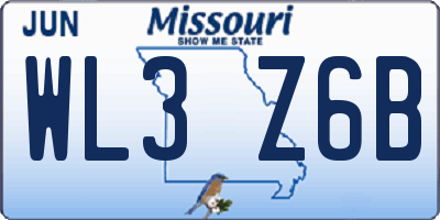 MO license plate WL3Z6B