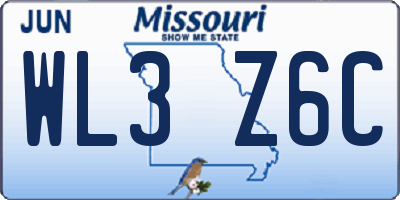 MO license plate WL3Z6C
