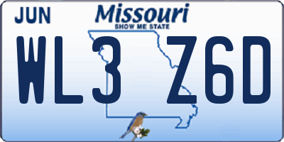 MO license plate WL3Z6D