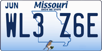 MO license plate WL3Z6E