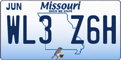MO license plate WL3Z6H