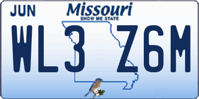 MO license plate WL3Z6M