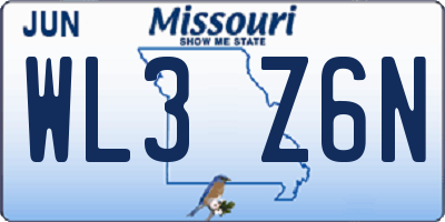 MO license plate WL3Z6N