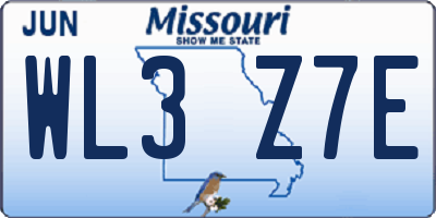 MO license plate WL3Z7E