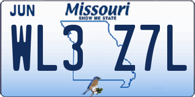 MO license plate WL3Z7L
