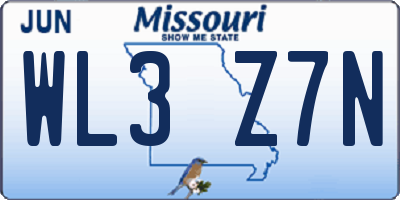 MO license plate WL3Z7N