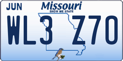 MO license plate WL3Z7O
