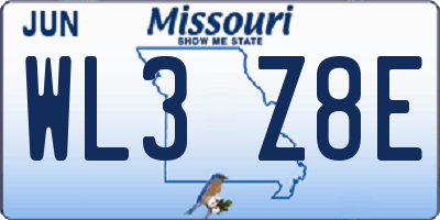 MO license plate WL3Z8E