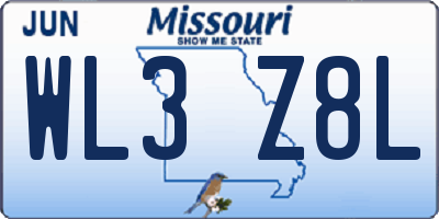 MO license plate WL3Z8L