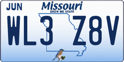 MO license plate WL3Z8V