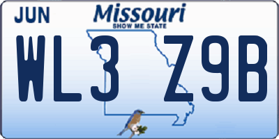 MO license plate WL3Z9B
