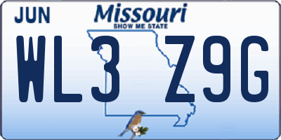 MO license plate WL3Z9G