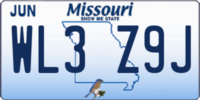 MO license plate WL3Z9J