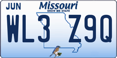MO license plate WL3Z9Q