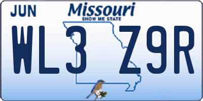 MO license plate WL3Z9R