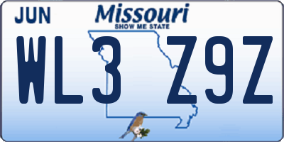 MO license plate WL3Z9Z