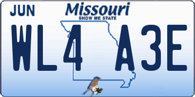 MO license plate WL4A3E
