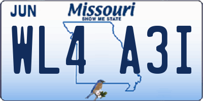 MO license plate WL4A3I