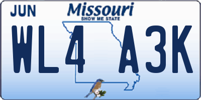 MO license plate WL4A3K