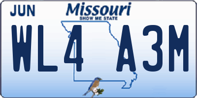 MO license plate WL4A3M