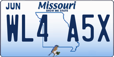 MO license plate WL4A5X