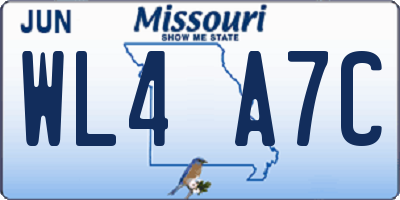MO license plate WL4A7C