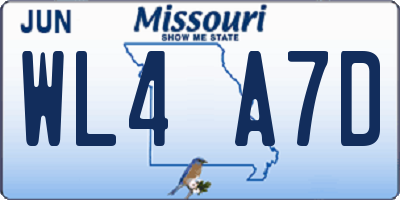 MO license plate WL4A7D