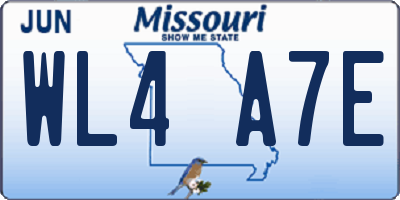 MO license plate WL4A7E