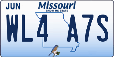 MO license plate WL4A7S
