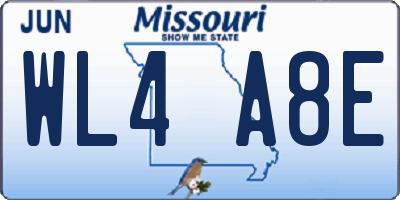 MO license plate WL4A8E