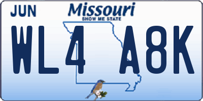 MO license plate WL4A8K