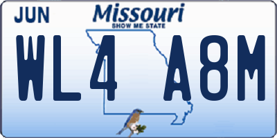 MO license plate WL4A8M