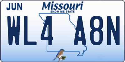MO license plate WL4A8N