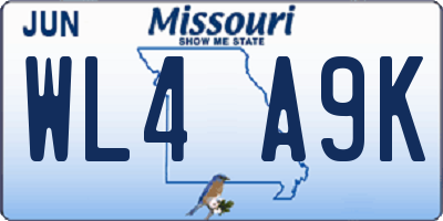 MO license plate WL4A9K