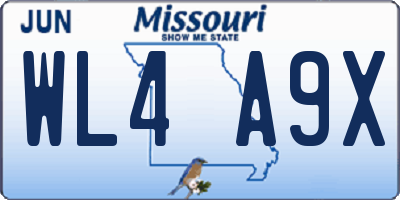 MO license plate WL4A9X