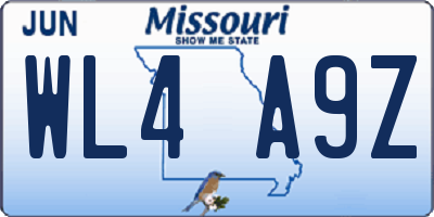 MO license plate WL4A9Z