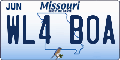 MO license plate WL4B0A
