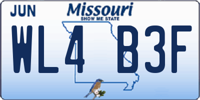 MO license plate WL4B3F