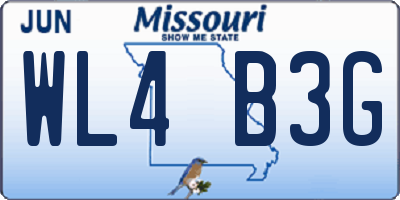 MO license plate WL4B3G